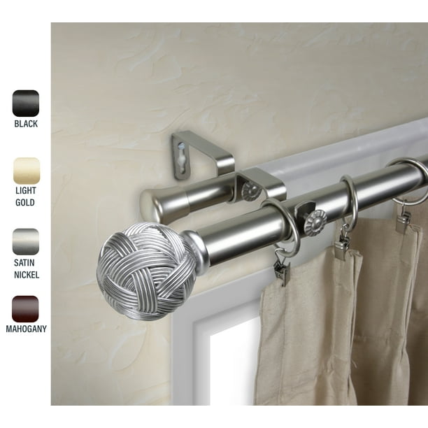 Zina 1" dia. Double Curtain Rod 160240 inches Satin Nickel Walmart