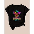 thumbnail image 3 of Camiseta Ligera de verano para mujerTriangle Sunset Coconut Tree Beautiful Woman Printed Casual Fashion Top with Round Neck Short Sleeve T-Shirt for Black LadiesFather's Day, Mother's Day, New Year,, 3 of 5