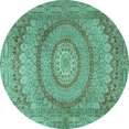 thumbnail image 1 of Ahgly Company Indoor Round Medallion Turquoise Blue Traditional Area Rugs, 8' Round, 1 of 4