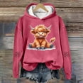 thumbnail image 3 of Womens Fashion Hoodies Long Sleeve Highland Cattle Print Hooded Sweatshirts Y2k Winter Pullover Tops Clothes 2025, 3 of 3