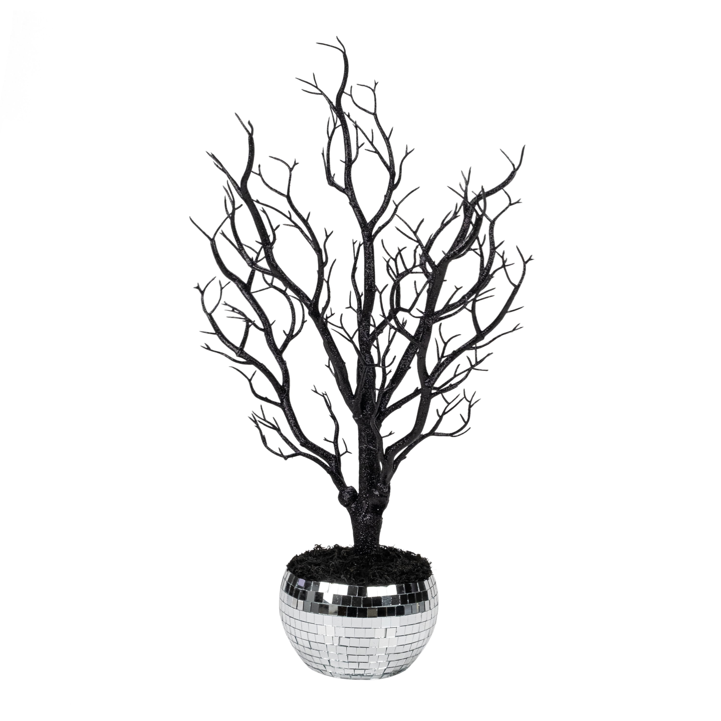Ghostly Disco Tree Tabletop Decor, Silver & Black, 18", Halloween by Way To Celebrate