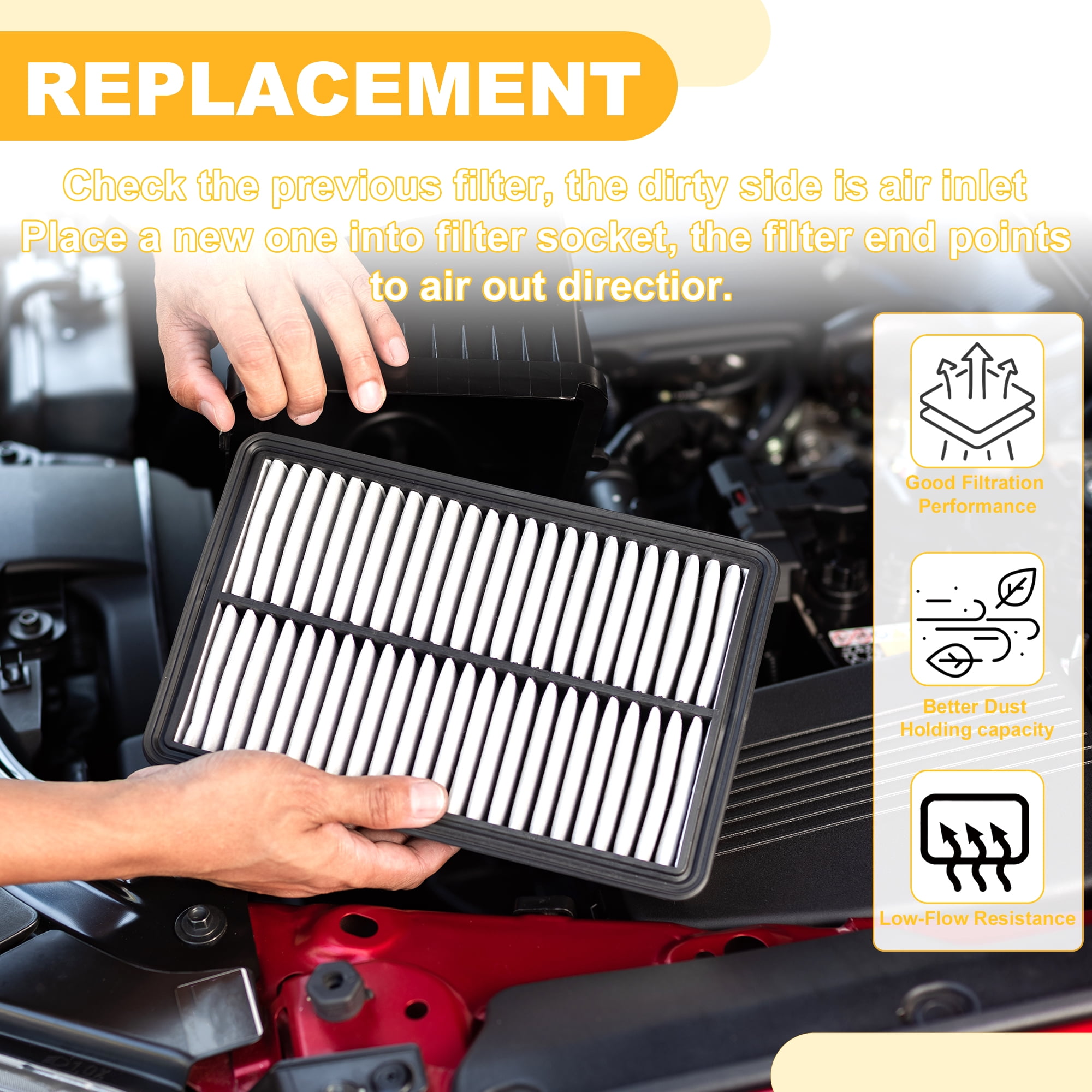 Unique Bargains Engine Air Filter No.28113F2000 for Kia Forte 1.6L 2.0L 2019-2024