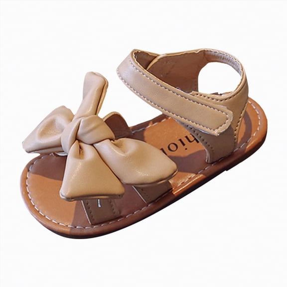Ccpelsie Toddler Girls Sandals Children Open Toe Flats Dress Sandals Summer Flower Kids Shoes(Khaki,8.5)