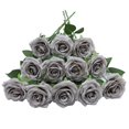 thumbnail image 1 of Lvefit 12 Rosas Artificiales De Rosas Grises Con Tallo Largo, Ramo De Rosas De Seda Para Bodas, Despedidas De Soltera, Fiestas, Decoración Del Hogar, 1 of 5