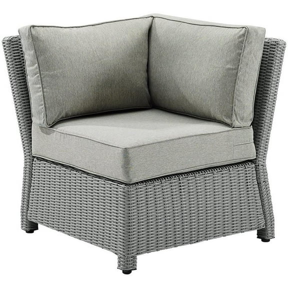 Afuera Living Transitional Wicker Patio Corner Chair in Gray