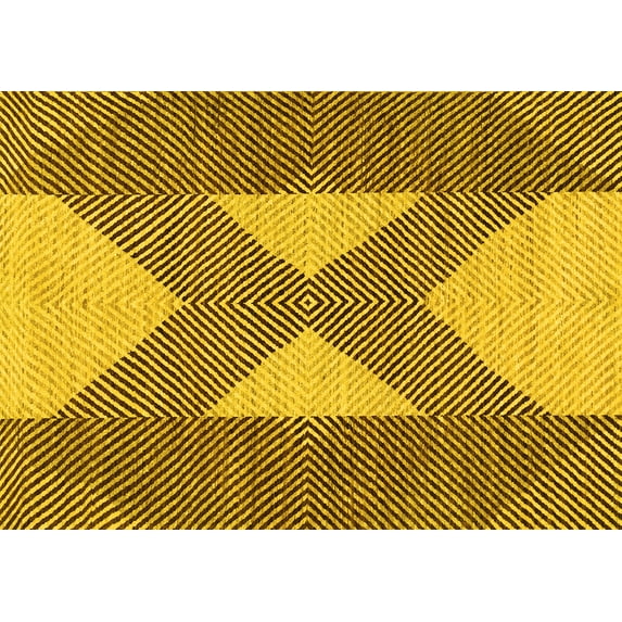 Ahgly Company Indoor Rectangle Abstract Yellow Contemporary Area Rugs, 2' x 4'