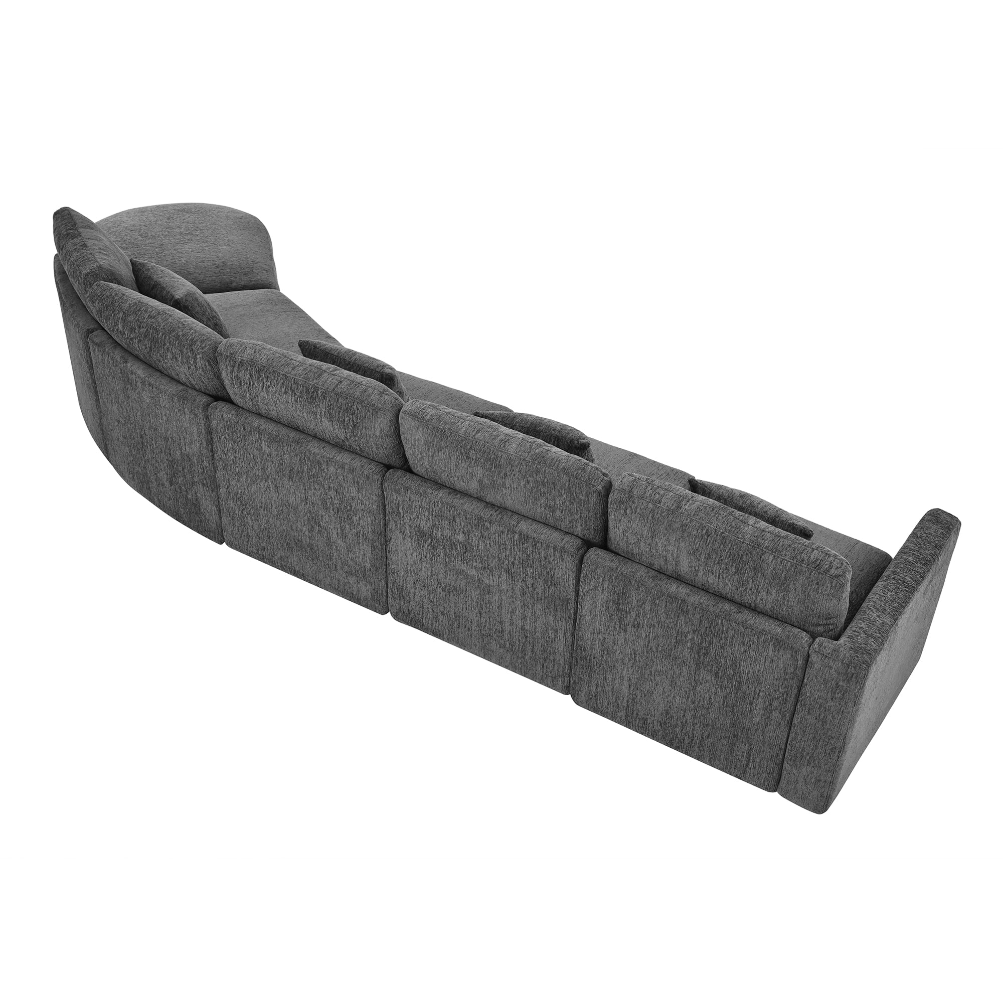 Howcool Oversized 160.4"W Curved Modular Sectional Sofa,5-Seater Deep Seat Chenille Cloud Sofa Couch with 4 Throw Pillows for Living Room,Gray