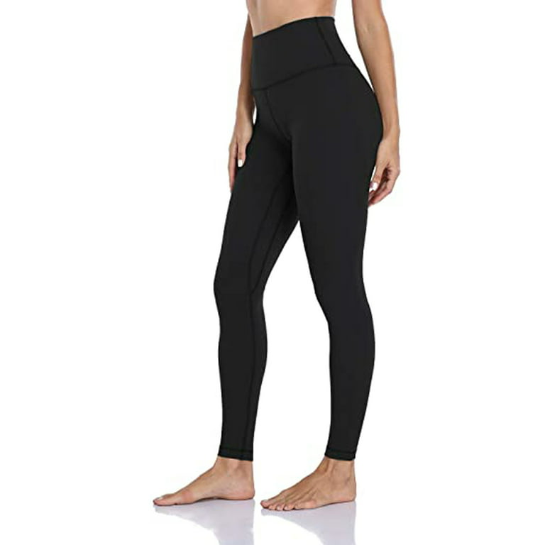 KaLI_store Work Pants for Women Thick High Waist Yoga Pants with Pockets,  Tummy Control Workout Running Yoga Leggings for Women Black,S