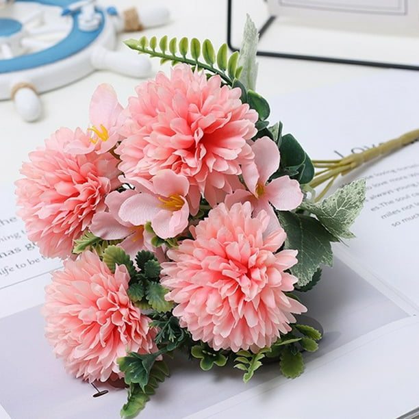 Flores artificiales de plástico multicolor - Ramo de crisantemo de 30 cm para decoración del hogar, impermeable y resistente al desvanecimiento
