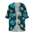 thumbnail image 4 of BiZtdJrK Women's Fashion Cardigans Tropical Print 3/4 Sleeve Summer Beach Kimono Cardigan Loose Soft Casual Outwear Green S, 4 of 5