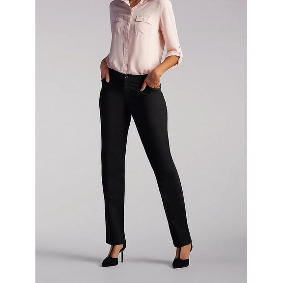 Womens Relaxed Fit Straight Leg Pant (All Day Pant) (Petite) in Black
