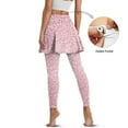 thumbnail image 3 of SCRAWLGOD Leopard Print Love Pink Yoga Leggings with Skirt for Women Moisture-Wicking Elastic Sporty Clothes Casual Full Length Tennis Pants for Camping, Dressy Casual, S, 3 of 7