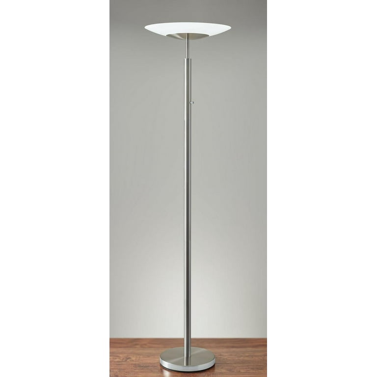 Dual Pole Floor Lamp In Brushed Steel Metal Dual Pole Floor Lamp In Brushed Steel Metal