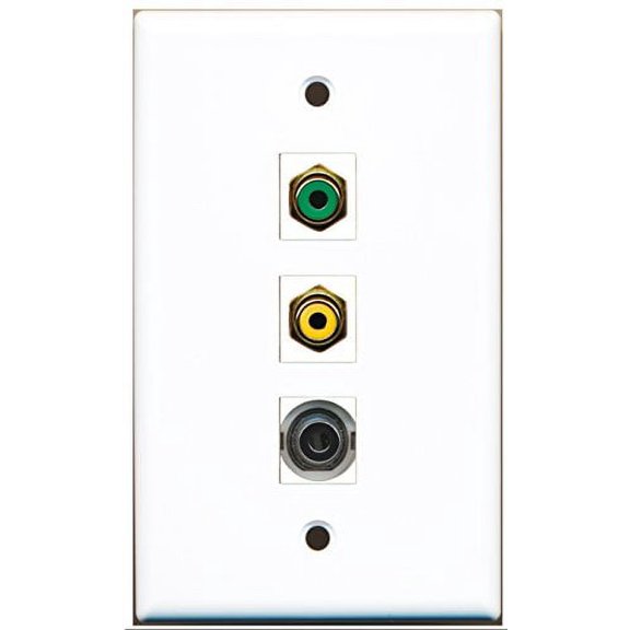 RiteAV - 1 Port RCA Yellow and 1 Port RCA Green and 1 Port 3.5mm Wall Plate