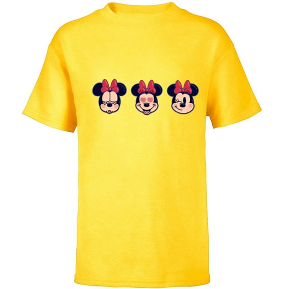 Disney Minnie Mouse Emoticon Expressions - Short Sleeve T-Shirt for Kids - Customized-Yellow