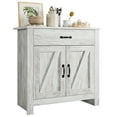 thumbnail image 2 of Homhougo Farmhouse Sideboard Buffet Cabinet, Barn Door Style Kitchen Cabinet, 32" Accent Cabinet for Kitchen, Living Room or Entryway, White Wash, 2 of 6