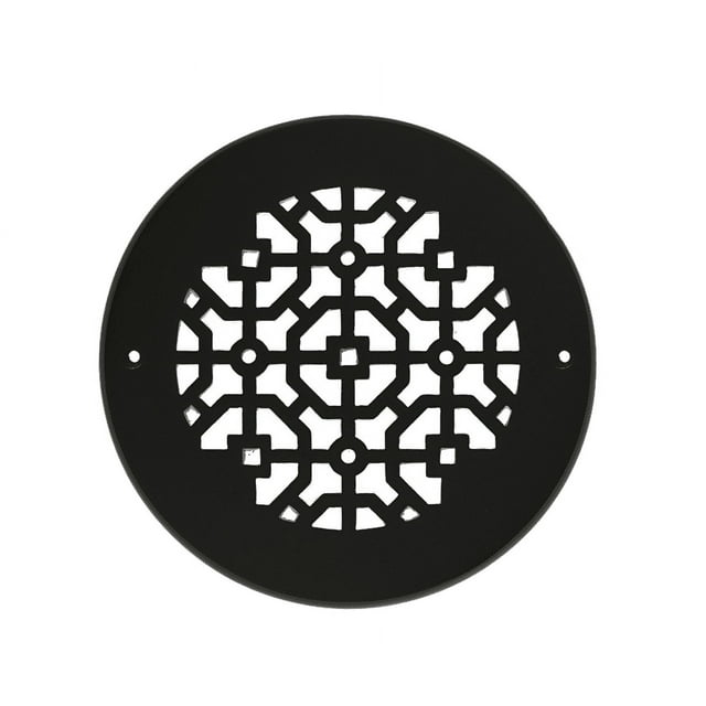 Achtek 6" Duct opening Solid Cast Aluminum Round Grille ( 7-1/2" Round Overall) | Powder Coated BLACK- With Holes For Wall / Ceiling