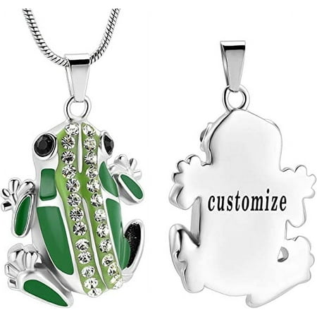 Green Frog Urn Necklace, Cconstantlif Cremation Necklace Ashes Jewelry for Women Men, Keepsake Pendant Memorial Locket Ash Holder, Cremation Jewelry Horn Urn Necklaces for Ashes