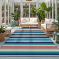 thumbnail image 2 of Area Rugs 4'x6'. Mexican Style Carpet Runner Indoor Outdoor Rugs Home Decor Aesthetic, Colorful Mexico Stripes Light Blue Non Slip Mats Washable Accent Rug for Living Room Bedroom, 2 of 8