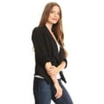 thumbnail image 4 of Women's Fitted Waist Length Jacket Open Front Draped Neck Ruched Sleeves, 4 of 6
