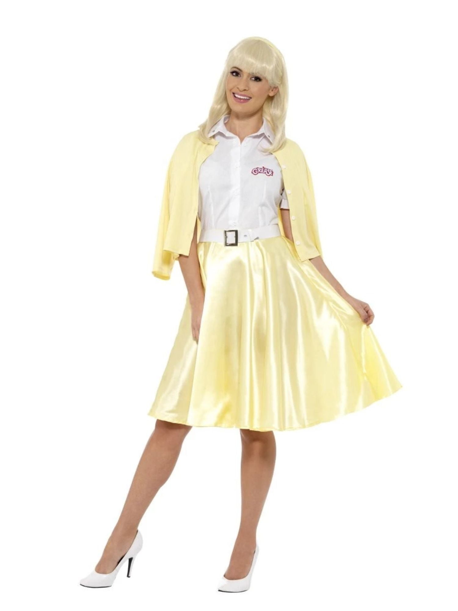 50" Yellow and White Grease Sandy Women Large Fancy Dress Halloween