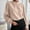 Khaki, variant on Womens Long Sleeve Top Spring Fall Solid Color Stand Neck Button Shirts Ladies Fashion Comfortable Casual Loose Blouse White XL
