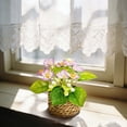 thumbnail image 7 of Small Artificial Potted Flowers in Woven Basket, Realistic Fake Plants with Green Leaves & Multicolor Blooms, Indoor Decor for Home Office Tabletop, Bathroom Shelf, Farmhouse & Boho Style, 7 of 7