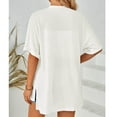 thumbnail image 4 of Fartey Lightweight Cardigans for Women Loose Flowy Summer Short Sleeve Cardigan Open Front Fashion Casual Solid Color Beach Tops 2025 White S-2XL, 4 of 6