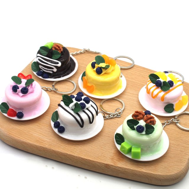 Gwong Juguete Titular de la llave Altamente simulado Escolar Colgante PVC Pastel de comida Forma de alimentos Cadena de llavero para bolsas de hombro Gwong 30011663