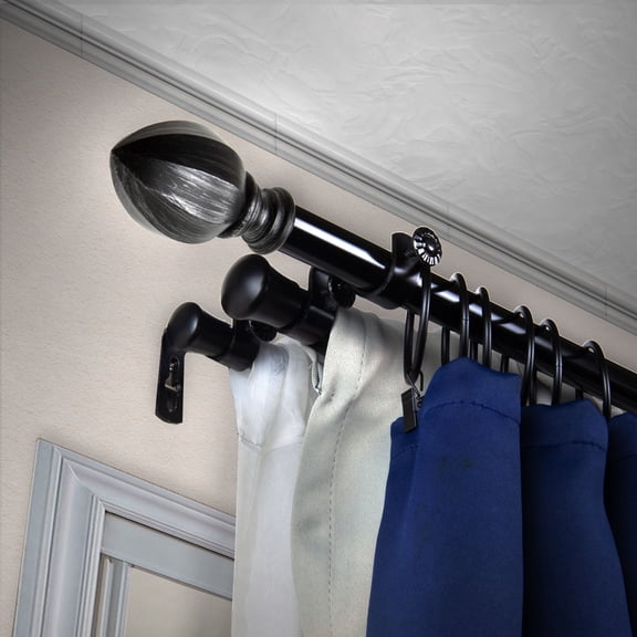 Contemporary Home Living 54" Oil Black Solid Contemporary Triple Curtain Rod