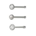 thumbnail image 3 of Hot Silver Men's Classic Pearl and Crystal, Surgical Steel 22G Nose Stud Trio, 3 Pieces, 3 of 7