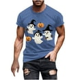 thumbnail image 2 of Pisexur Chemises pour Hommes Chandail-Over Imprimé Halloween Col Rond Manches Courtes Blouses/T-shirt Bleu,5TG, 2 of 5