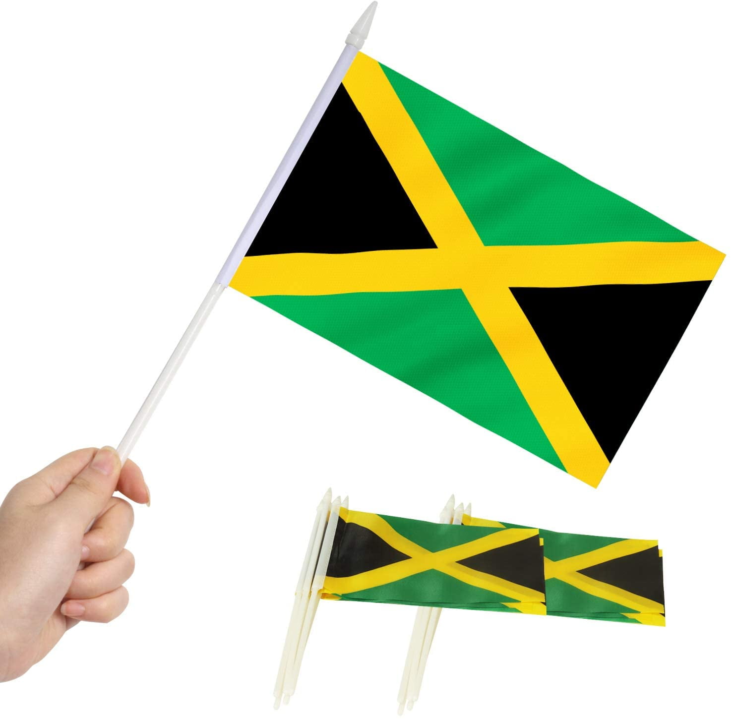 Anley Jamaica Mini Flag 12 Pack Hand Held Small Miniature Jamaican