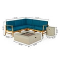thumbnail image 5 of Noble House Illona 7-Piece Outdoor Acacia Wood Sofa Set in Blue, 5 of 11
