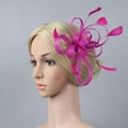 thumbnail image 2 of Looped Flower Net Feather Fascinator Bodas Carreras Baile Damas Accesorios para el cabello Rosado Hugo Clips para el cabello fascinador para las mujeres, 2 of 5