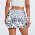 thumbnail image 6 of Sequin Skirt for Women-Stretchy Bodycon Night Out Party Shine Sparkly Mini Skirts Checkered Silver S, 6 of 7
