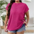 thumbnail image 2 of Horkkom Plus Size Tunic Tops for Women Crew Neck Solid Color Short Sleeve Shirts Summer Casual Loose Tops XXL, 2 of 9