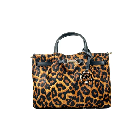 Michael Kors Outlet Carson Small Leopard Print Calf Hair Satchel - Butterscotch