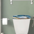 thumbnail image 2 of Renewold Marble Printed Toilet Tank Lid Cover Stains and Dust Resistant Toilet Top Cover with Elastic Edge Fit Most Toilets Tanks Bathroom Decor, Blue and Gold, 2 of 6