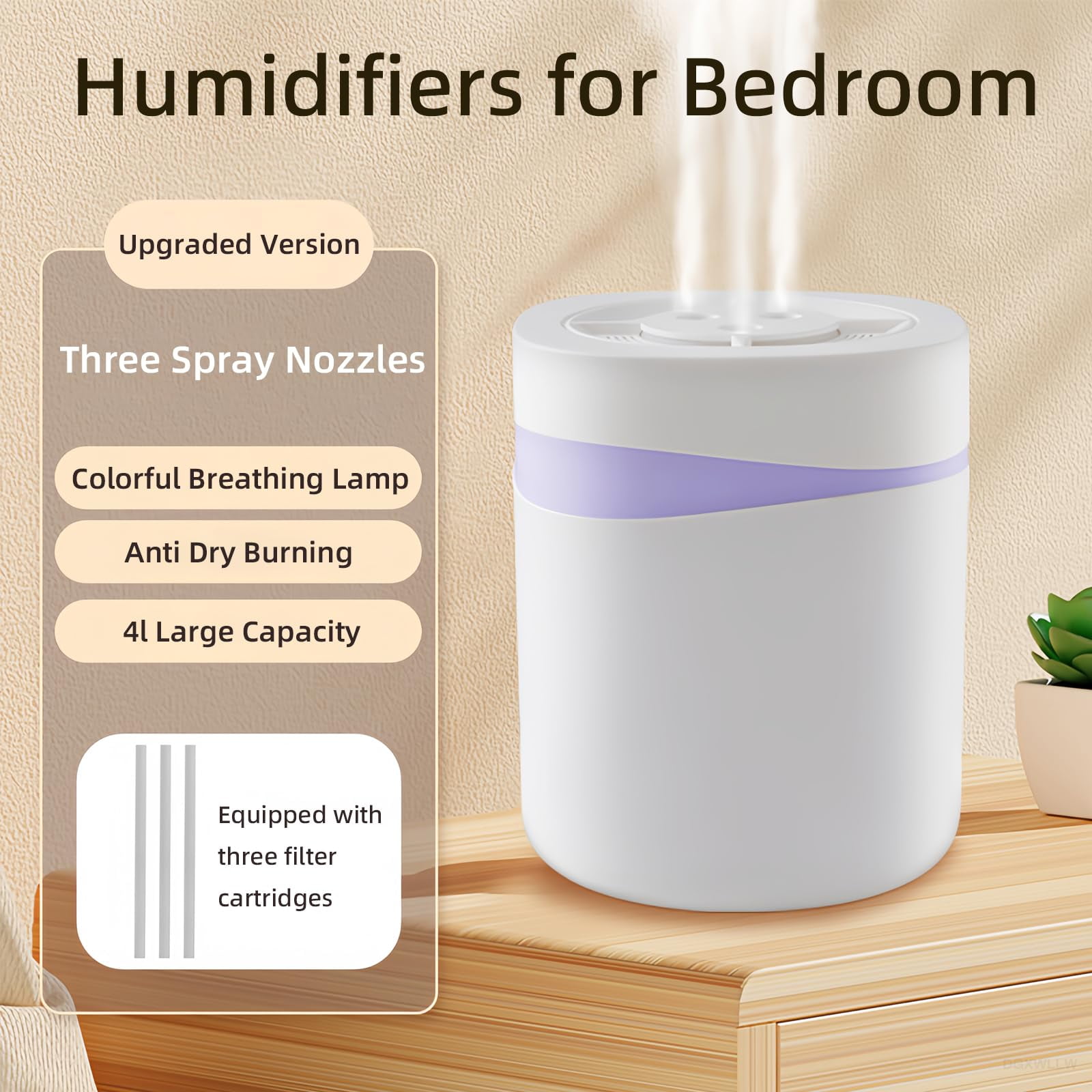 RAPOBRIX 4.5L Cool Mist Humidifier for Baby Bedroom - 20dB Quiet