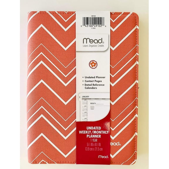 Mead Undated Weekly / Monthly Planner, 1 Year, 8.5" x 5.5" (49102)