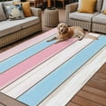 thumbnail image 2 of Fsddascl Pink Blue Wood Grain Outdoor Rug for Patio/Deck/Porch, Non-Slip Large Area Rug 4 x 6 Ft, Modern Colorful Striped Indoor Outdoor Rugs Washable Area Rugs, Reversible Camping Rug Carpet Runner, 2 of 5