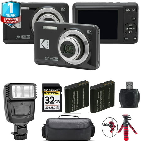 Kodak PIXPRO FZ55 Digital Camera (Black) + Extra Battery + 1 Yr Warranty + 32GB