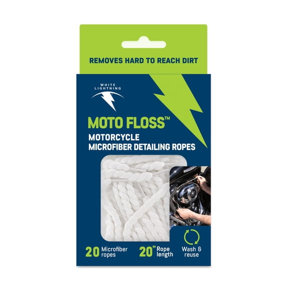 White Lightning Moto Floss Reusable Microfiber Cleaning Ropes, 20 Inch Length, 0.5 Inch Diameter