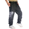 thumbnail image 3 of Ruiatoo Baggy Jeans for Men Classic Relaxed Fit Vintage Hip Hop Skateboard Pants with Embroidery 801 Black Size 36, 3 of 4