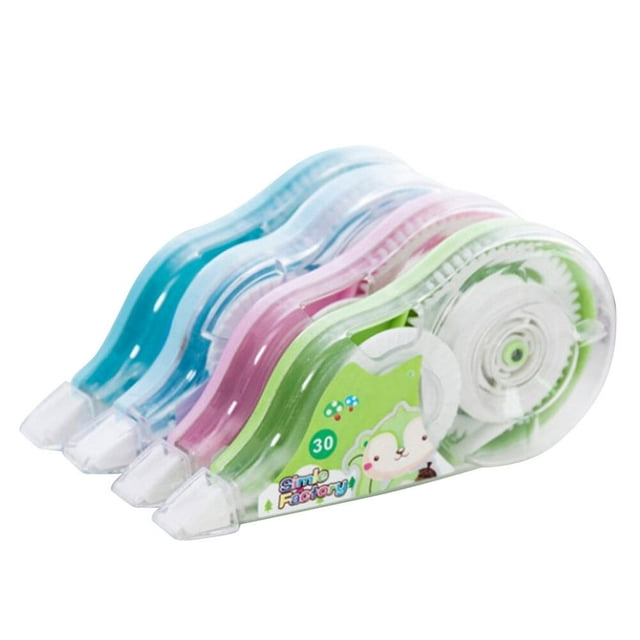 LEEYNEER 4 Pcs Double Sided Adhesive Dots Stick Roller Correction Tapes Useful Tape Eraser Wipe Out Tape Correction Tape Eraser - 7.4x3.5cm (Random Color)