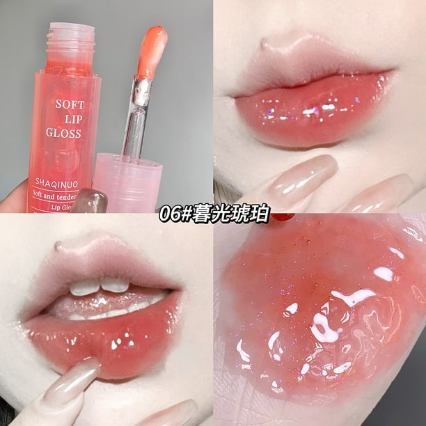 Ganfancp Brillo de Labios Ligero Hidratante y Humectante Agua Brillo Espejo Cara Maquillaje Sensación Ligera Duddy Lápiz Labial Transparente Aceite Labial 5Ml Liquidación 1 Barra de Labios