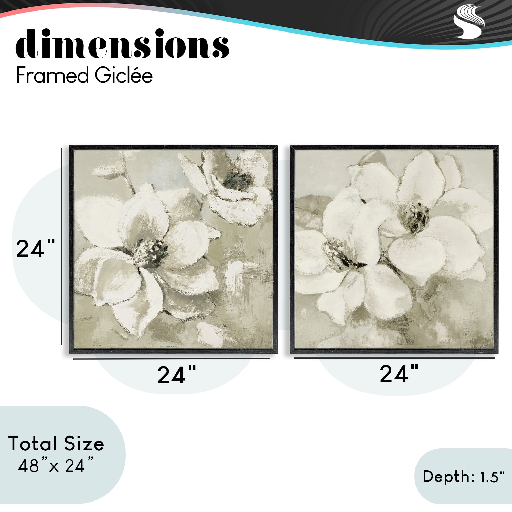 Stupell Industries Beige Magnolias after Rain 2 Piece Black Framed Giclee Art Set, design by Lanie Loreth
