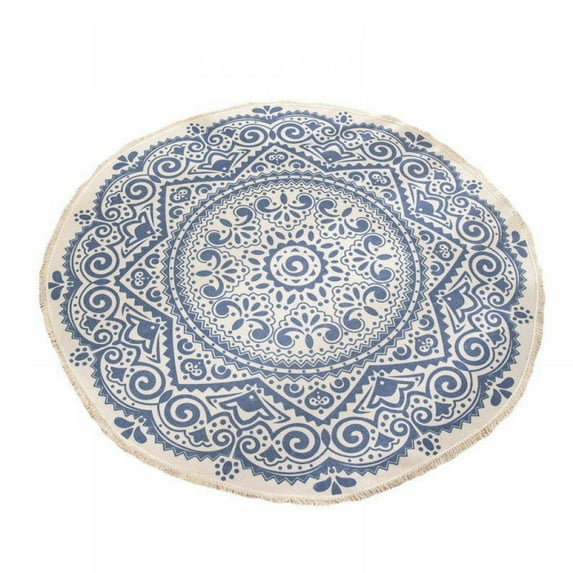 AVAIL Bohemian Round Rugs, Boho Mandala Tassels Woven Cotton Circle Mat for Home Kitchen Living Room Bedroom Bathroom Decor Carpet