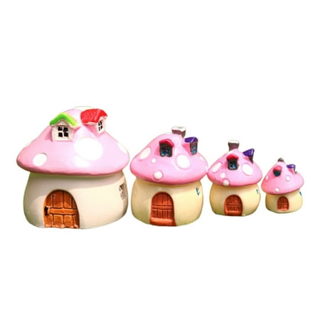

4 Pcs Stylish Simulated Mushroom House Resin Artificial Micro Landscape Miniature Plant Ornaments for Mini Adornment Landscape S